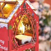 IIECREATE SL-29 Puzzle 3D en bois de Noël, modèle éducatif, kit miniature DIY, maison de poupée artisanale, mini Noël