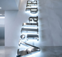 Lettres rétroéclairées en acier inoxydable poli miroir de précision |   Signalétique de vitrine simple et élégante