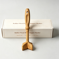 Hachoir à viande en bois d'hévéa, outil de cuisine ergonomique en bois, résistant à la chaleur pour la préparation de hamburgers, de bœuf, de pommes de terre et de dinde