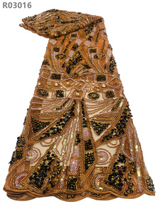 Vestido de novia Material de tela de encaje Encaje de red con cinta bordada de lentejuelas Tela de encaje - Product Image 4