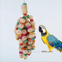 Coloré bois oiseau perroquet hamac balançoires échelles écologique dessin animé Style morsure jouet pour la formation des animaux de compagnie
