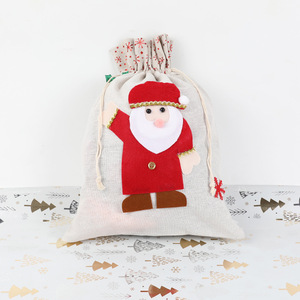 Sac cadeau de Noël en coton écologique avec cordon de serrage OEM, de qualité supérieure, pour le rangement de bonbons de Noël - Product Image 5