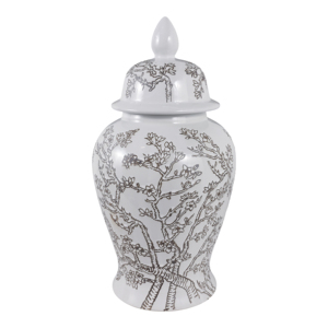 Vaso Decorativo in Ceramica a Forma di Tempio con Fiori di Ciliegio e Coperchio per Arredamento Casa, Camera da Letto, Soggiorno - Product Image 3