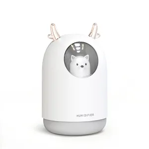 2021 hot model 300ml factory wholesale lovely bear Mini Portable night light Usb Diffuser Car Humidifier patent