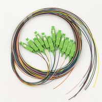 0,9mm fibra Pigtail SC APC fibra óptica Pigtail Buldle 12 Color Pigtail 12 Core SC/APC conector SM