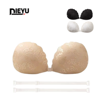 Sujetadores de encaje para mujer, con relleno, sin aros, sin tirantes, para vestido de novia, con efecto push-up, para bustos pequeños y grandes, invisibles, para verano, con cubrepezones