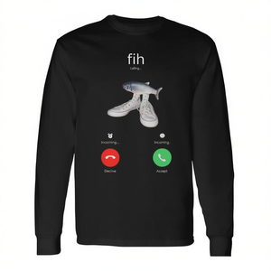 Camiseta de manga larga Fih Meme Fish Calling con diseño gráfico divertido, ropa unisex - Product Image 2