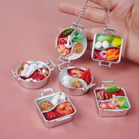 Miniatur Simulasi Bebek Mandarin Hot Pot PVC Food-grade Model Mainan Kompak Gantungan Kunci Otentik Perlengkapan Pesta Promosi