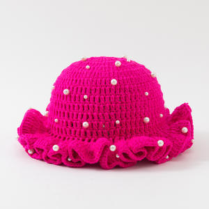 2025 nuovo cappello con bordo a foglia di loto, cappello in filo intrecciato con bordo arrotolato lavorato a maglia caldo lavorato a mano - Product Image 4