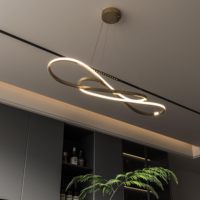 Lustre moderne en fer à LED dimmable, hauteur réglable, forme allongée, taille moyenne pour salon