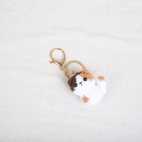 Gantungan Kunci Rajutan Tangan Kucing Calico Lucu, Hiasan Tas Ransel, Liontin Boneka Hewan Kreatif, Gantungan Kunci Rajut Benang