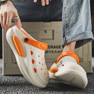 Chaussons pour hommes, respirants, en EVA, sabots doux et confortables, logo, légers, chaussures plates de jardin, tendances de la mode hiver-été - Product Image 2