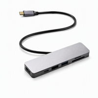 Hub USB-C 6 ports 4K pour station d'accueil avec chargement USB 2.0 PD pour téléphone, lecteur de carte SD/TF, en alliage d'aluminium