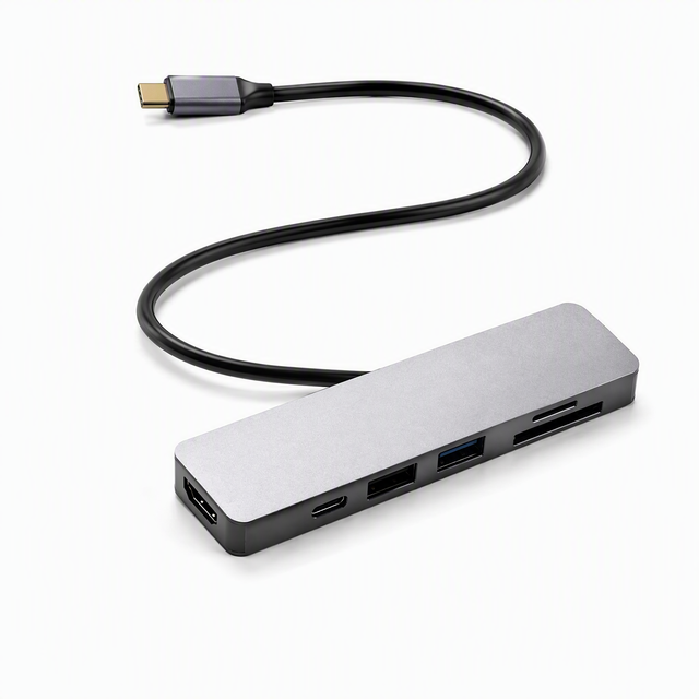 USB-C Hub 6-Port 4K for Docking Station with USB 2.0 PD Charging for Phone SD/TF Card Reader Aluminum Alloy
