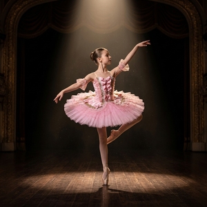 Tutú de Ballet para Niñas, Diseño de Hada, Color Rosa, con Lazo y Pedrería, Tutú Tipo Pancake, Manga Corta con Volantes, Disfraz Clásico de Ballet para Hada Dulce - Product Image 3