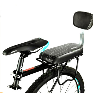 Asiento trasero de bicicleta con cojín de espuma y respaldo, accesorio de ciclismo cómodo en blanco y negro para adultos - Product Image 2