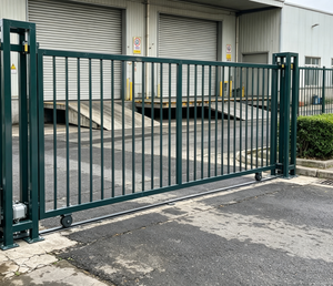 Porte coulissante automatique en <span class=keywords><strong>m</strong></span>étal à barres verticales, porte de sécurité électrique avec kit moteur pour usine, entrepôt, parc industriel - Product Image 3