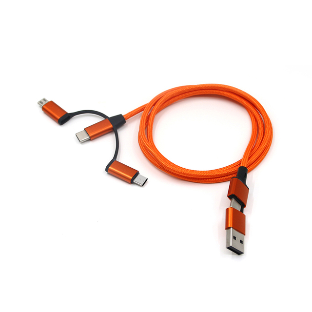 5-in-1 Nylon Braided Fast Charging Cable with Micro USB & for Connectors 1.2M for iPhone & Android Devices