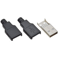 DIY USB Male Plug 3-Piece Kit Shell USB 2.0 tipe a 4 Pin konektor steker dengan Cover plastik hitam