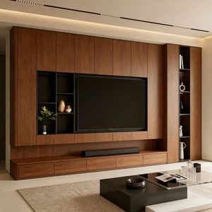 Mueble de TV Flotante de Madera Simple Personalizado BALOM con Sistema de Estantes de Pared con Iluminación LED, Mueble de TV para Dormitorio y Sala de Estar - Product Image 6