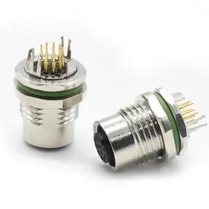 Connecteur électronique à souder par immersion mâle femelle à montage sur panneau de code M12 A avec feuille de blindage Connecteur M12 5 broches 8 broches - Product Image 5