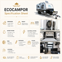 Caravane tout-terrain compacte moderne Kinlife avec auvent et évier pour usage extérieur – Remorque de voyage