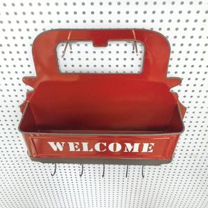 ديكور جداري للمطبخ الريفي وتخزين منزلي، شاحنة معدنية حمراء للتخزين مثبتة على الحائط - Product Image 3