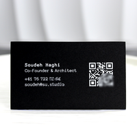 Cartes de visite professionnelles de luxe personnalisées en gros avec estampage à chaud, bordure dorée colorée, impression de code QR, papier noir épais