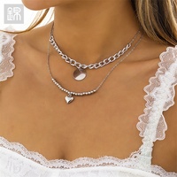 जे-मॉल 2112X03048Jewelry हार मिश्र धातु लोहे की चेन सीसीबी डबल परत मिश्रण विभिन्न आकार लटकन फैशन गौण लड़की हार
