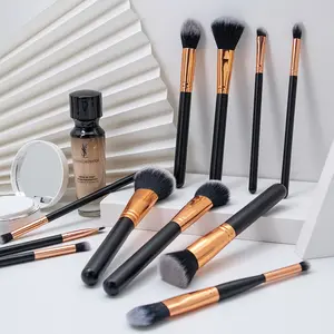 11 PCS Makeup Brush Set Free Sample Custom Logo Cosmetic Tools Makeup Brush Set Include Powder and Foundation Brush ETC.