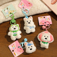 Petits cadeaux faire des activités pousser porte-clés West Highland dessin animé peluche poupée pendentif fille sac jouer mignon amusant coton
