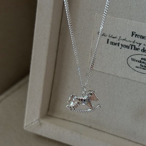 S925 Sterling Silver Korean Retro CNC Horse Necklace Simple Trendy Collarbone Chain Wholesale - Product Image 1