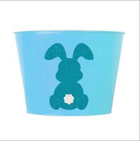 Pot de fleurs suspendu en métal avec revêtement en poudre, décor de lapin de Pâques, 1,2 gallon