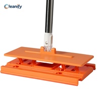 Serpillère plate mains libres avec tampon réutilisable et manche en acier inoxydable détachable – Outil de nettoyage de sol domestique