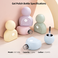 Flacon de vernis à ongles en verre vide de 12 ml, forme unique, avec logo personnalisable, emballage mignon pour nail art avec bouchon pinceau