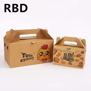 사용자 정의 테이크 아웃 갈색 종이 크래프트 상자 뚜껑, 음식 상자, 일회용 식품 용기 핫도그 프라이드 치킨