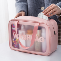 Pochette de toilette en PVC givré multicolore avec logo de marque personnalisé, fermeture à glissière, imperméable, portable, pour voyages en plein air, sac de rangement pour articles de toilette