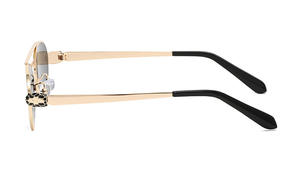 定制标志复古小椭圆形男士太阳镜棕色精神金框经典飞行员眼镜UV400时尚女士 - Product Image 5