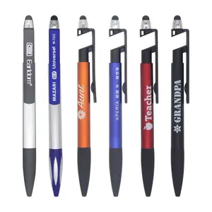Wholesale cheap pen touch screen-Personalized cheap plastic promotional mobile stand pen touch screen with custom logo