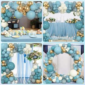 Оптовый набор для арки из воздушных шаров цвета пыльно-голубой: 18, 12, 10, 5-дюймовые латексные шары цвета сланцевой гари, туманно-голубые, цвета слоновой кости, металлизированные, с конфетти - Product Image 5