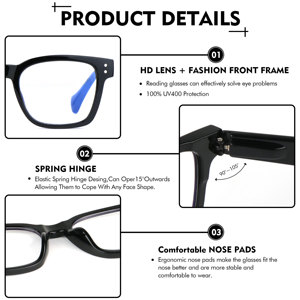 Custom Logo Oversized <strong>Reading</strong> <strong>Glasses</strong> Square Gafas De Lectura Anti Blue Light Blocking <strong>Reading</strong> <strong>Glasses</strong> for Man and Women - Product Image 4