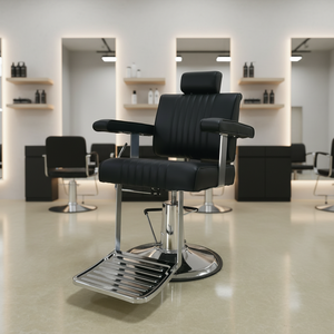 Fauteuil de Barbier Rotatif Moderne de Luxe Écologique 2026 avec Base Carrée Chromée et Pompe Hydraulique Robuste pour Salon de Beauté - Product Image 2
