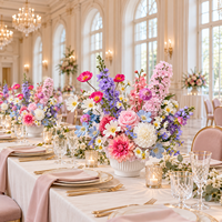 Arrangement floral artificiel en soie pastel Dallisten, bouquet de roses et de dahlias roses mélangés pour les centres de table de mariage, décoration de la maison