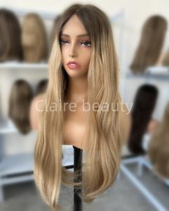 Perruque Juive à Cheveux Humains Vierges Ombré Blond, Dentelle HD à Cuticules Alignées, Perruque Juive à Top en Dentelle Casher pour Femmes - Product Image 5