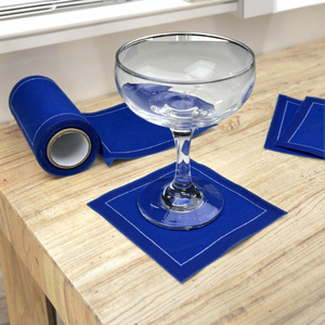 Servilletas de Tela Desechables Cuadradas Estampadas de Algodón 100% Azul Brillante para Aerolíneas, Personalizables, Tejidas, en Rollo Desprendible para Uso Diario - Product Image 1