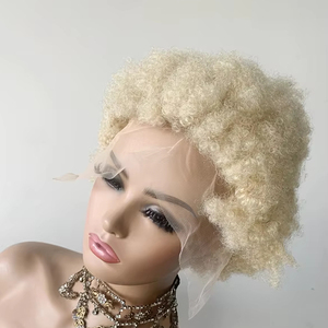 Dx175 Tay Gắn Đầy Đủ Ren Natrual Tóc Giả Tóc Con Người Nổi Bật Buremese Afro Kinky Curl Mạnh Mẽ Bện Tóc Giả Cap pression Short613 - Product Image 2