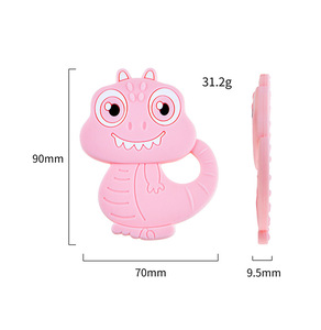 Meilleure vente Premium qualité dinosaure Animal Silicone perles jouet nourriture anneau de dentition pendentif perles en vrac cadeau de dentition - Product Image 3