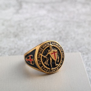 yunnique Men's Medieval Templar Knight <b>Ring</b> Stainless Steel Shield Design Hip Hop Style Gift Jewelry - Product Image 3