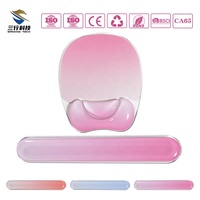 Ensemble de tapis de souris en gel transparent rose avec repose-poignet, design personnalisable, pour bureau