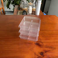 Boîte de rangement alimentaire en plastique PET transparente jetable, rectangulaire, avec séparateur, 2 compartiments, pour fruits secs, noix, bonbons, pâtisserie